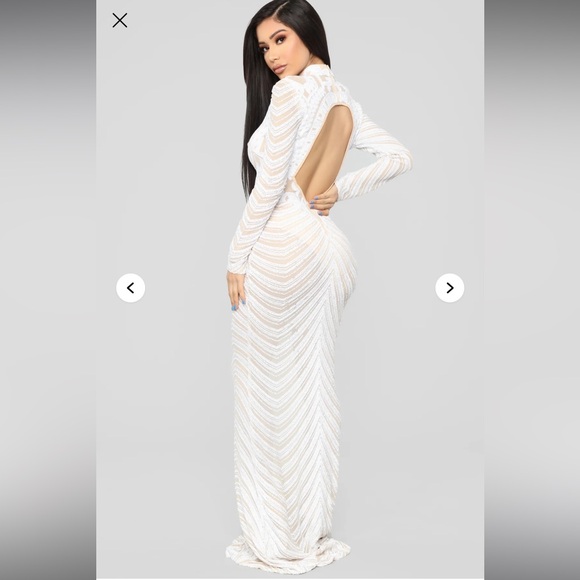 Fashion nova scaled to perfection white sequin gown xs - Picture 4 of 5